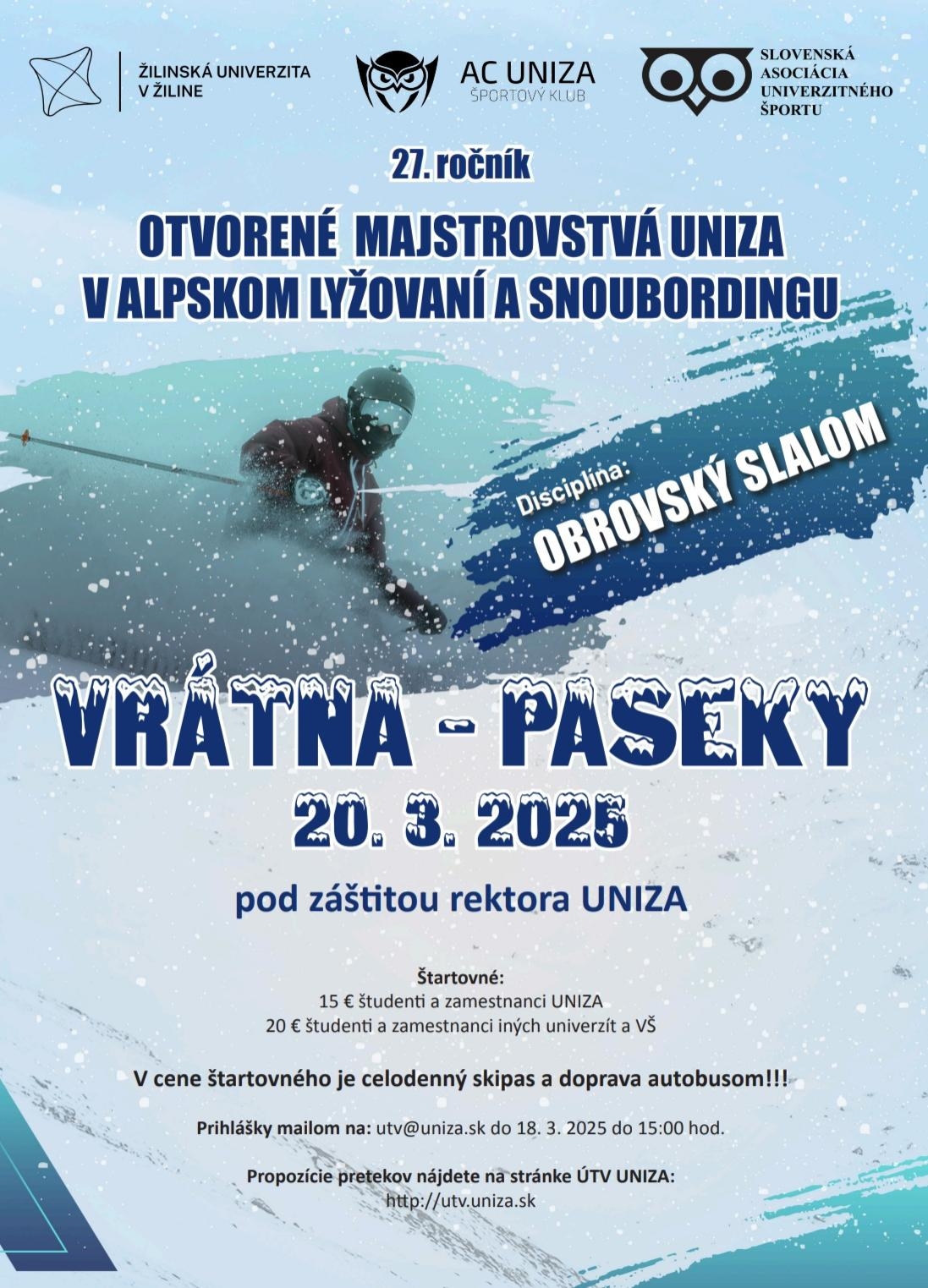 13032025 zmena terminu otvorene majstrovstva uniza v alpskom lyzovani a snoubordingu